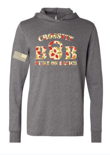 CrossFit B.O.B - Fall 25 Leaf Design LS Hooded Unisex Tee *Avail. In 2 Color Options