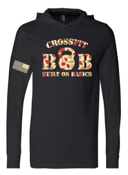 CrossFit B.O.B - Fall 25 Leaf Design LS Hooded Unisex Tee *Avail. In 2 Color Options
