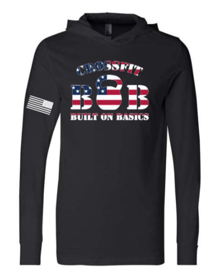 CrossFit B.O.B - Fall 25 Flag Design LS Hooded Unisex Tee *Avail. In 2 Color Options