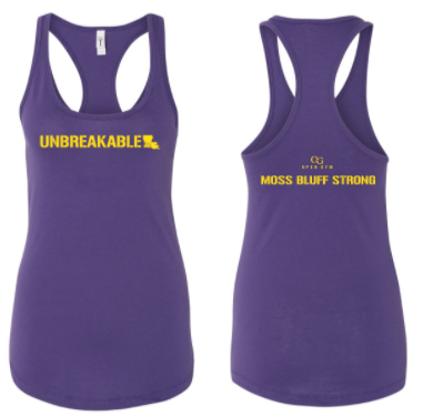 Open Gym - Moss Bluff Strong Ladies Racerback Purple Tank