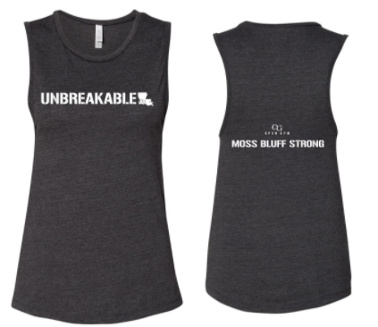 Open Gym - Moss Bluff Strong Ladies Charcoal Muscle Tank