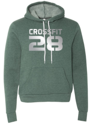 CrossFit 28 Metallic Silver Logo:  Unisex Sponge Fleece Hoodie *Available in 4 Color Options
