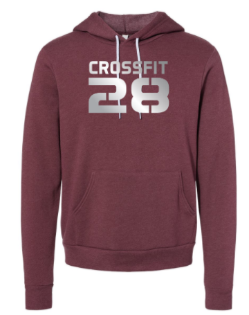 CrossFit 28 Metallic Silver Logo:  Unisex Sponge Fleece Hoodie *Available in 4 Color Options