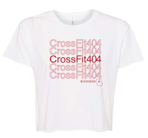 CrossFit 404 - Spring 23 White/Red Ladies Cropped Tee