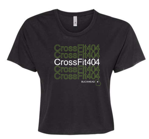 CrossFit 404 - Spring 23 Black/Green Ladies Cropped Tee
