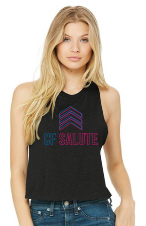 CF Salute - Spring 23 Cropped Racerback Tank *Avail. In 3 Color Options